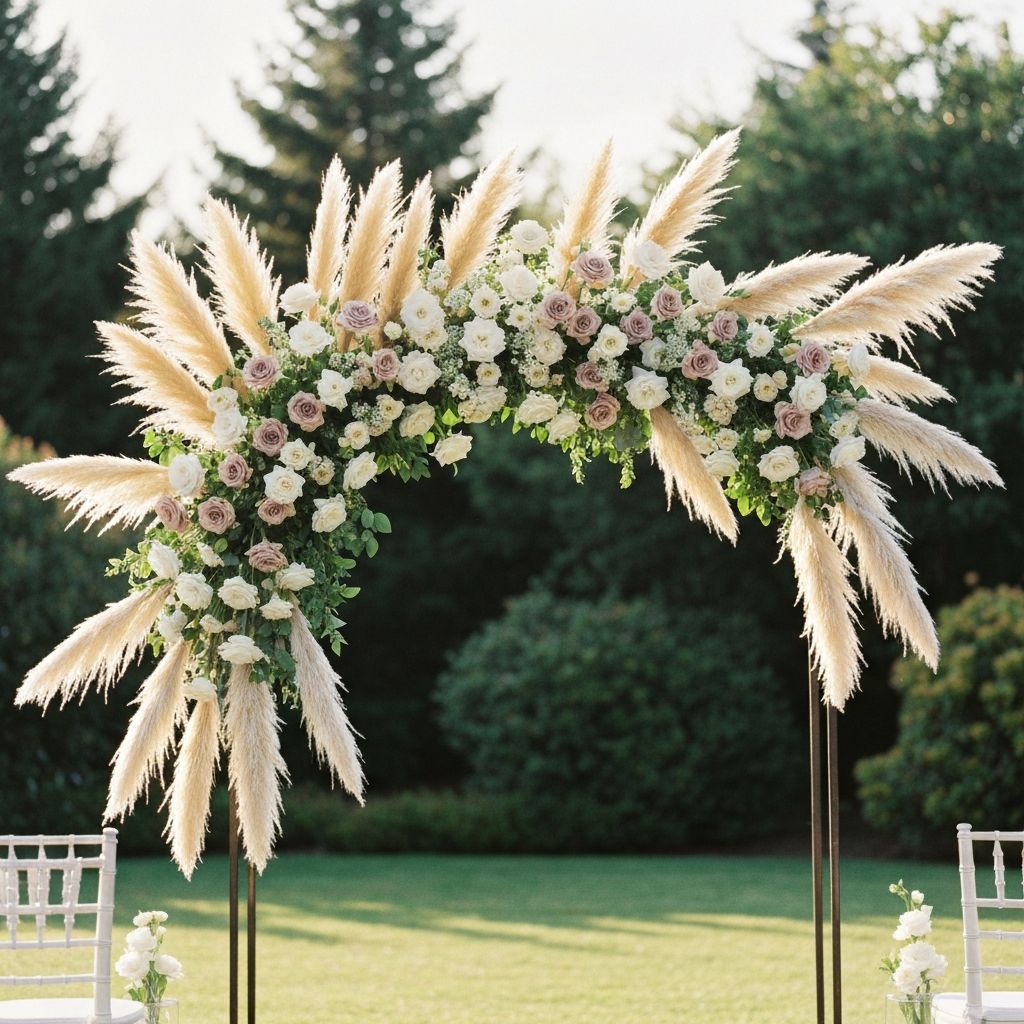 Romantisk ceremoni-ark med blommor