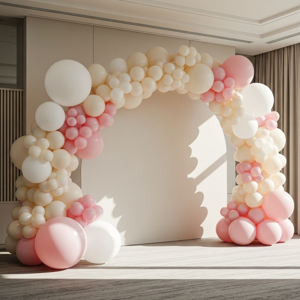 Modern ballonginstallation i naturliga toner